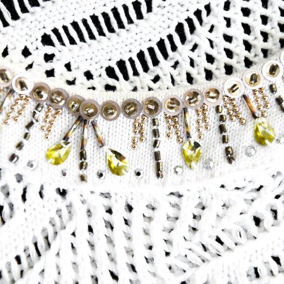 WHITE HOUSE BLACK MARKET Ivory Rhinestone Tunic - Size Medium - Picture 5 of 12